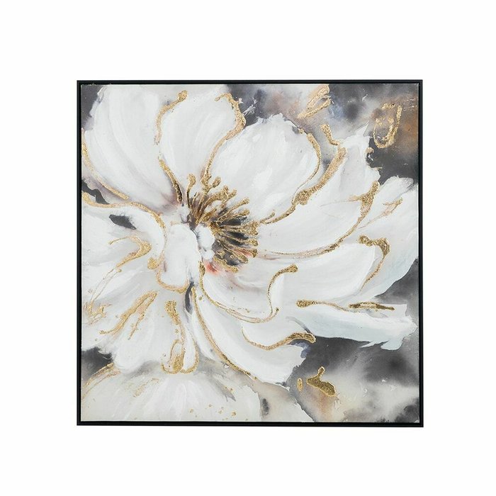 Картина Цветы 92х92 бело-серого цвета