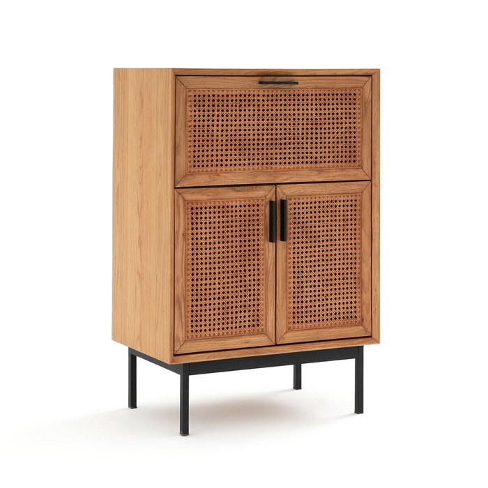Мебель барная из дуба и плетеного материала Waska коричневого цвета - купить Винные шкафы по цене 68068.0