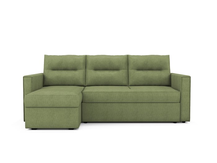 Угловой раскладной диван Macao левый оливкового цвета