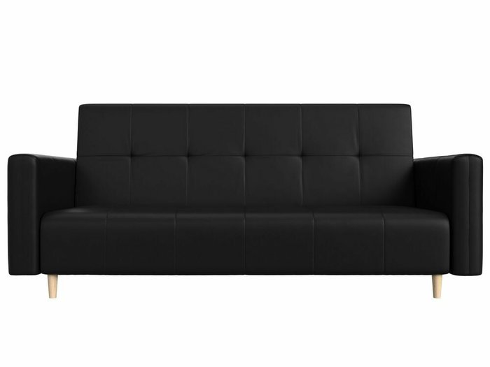 Прямой диван-кровать Вест черного цвета (экокожа) - купить Прямые диваны по цене 26999.0