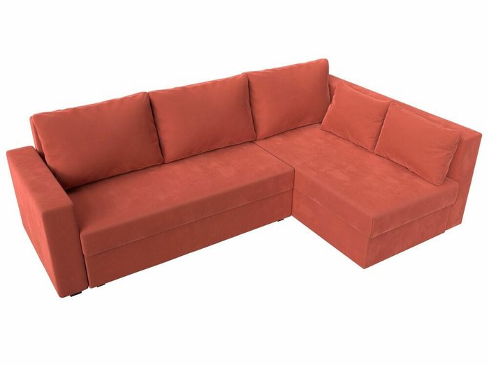Угловой диван-кровать Мансберг кораллового цвета правый угол - лучшие Угловые диваны в INMYROOM