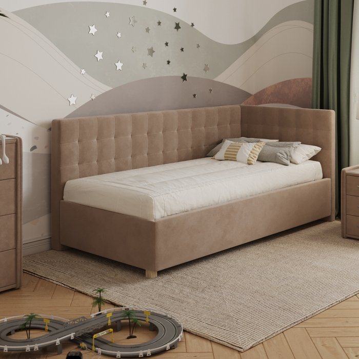 Кровать Версаль 90х200 бежевого цвета с подъемным механизмом - купить Одноярусные кроватки по цене 37574.0