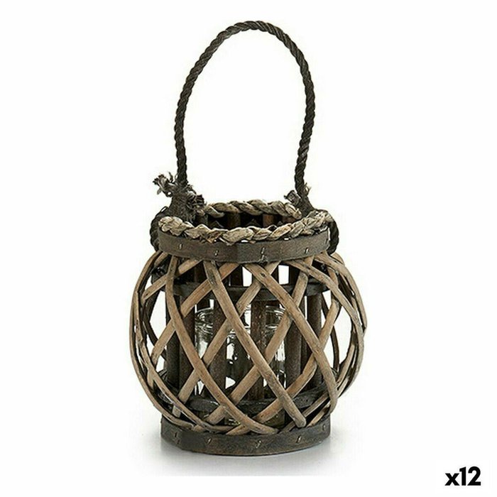 Подсвечник 21 x 19 x 17 cm Серый Cтекло плетеный (12 штук)