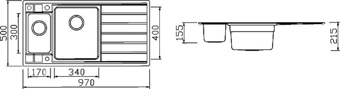 Мойка кухонная оборачиваемая прямоугольная Seaman Eco Roma 97х50 см брашированная - купить Кухонные мойки по цене 37965.0