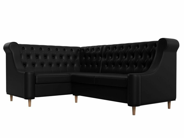 Угловой диван Бронкс черного цвета (экокожа) левый угол - лучшие Угловые диваны в INMYROOM