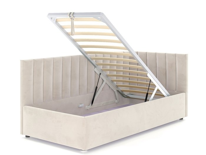 Кровать Negga Mellisa 120х200 светло-бежевого цвета с подъемным механизмом правая - лучшие Кровати для спальни в INMYROOM