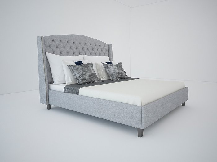 Кровать Diaz с обивкой из ткани светло-серого цвета 160х200  - лучшие Кровати для спальни в INMYROOM
