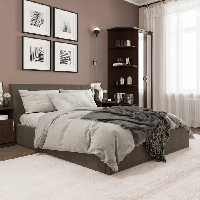 Кровать Инуа 160х200 черного цвета с подъемным механизмом 