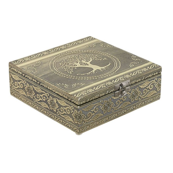 Шкатулка Белый Шампанское Деревянный Алюминий 18 x 18 x 6 cm