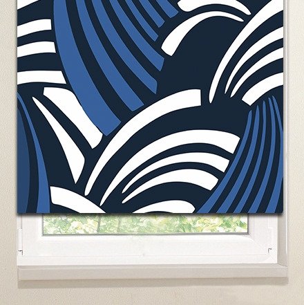 Рулонные шторы: Бело-синие волны