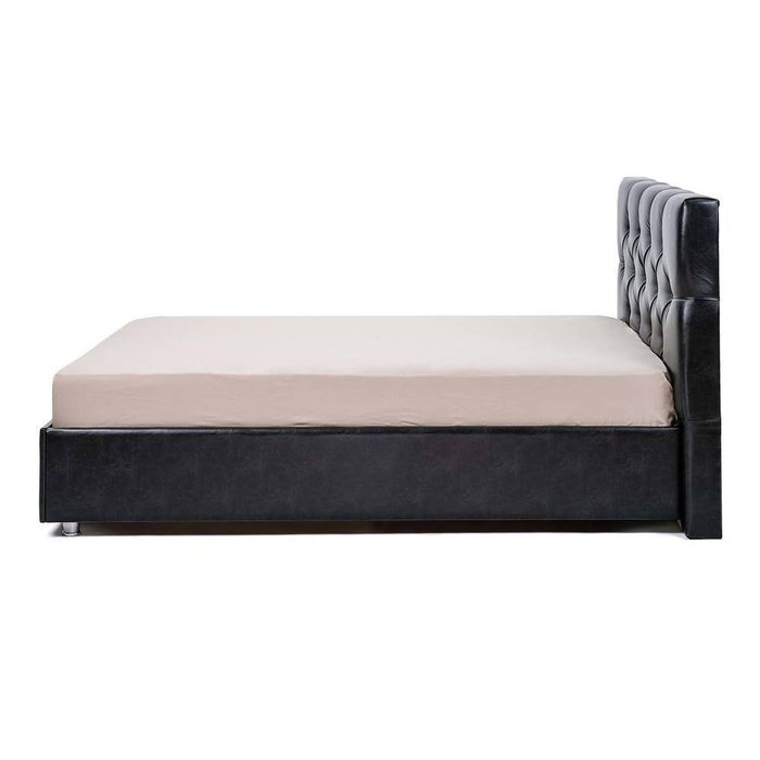  Кровать Монблан с подъемным механизмом из черной экокожи 120х200 - лучшие Кровати для спальни в INMYROOM