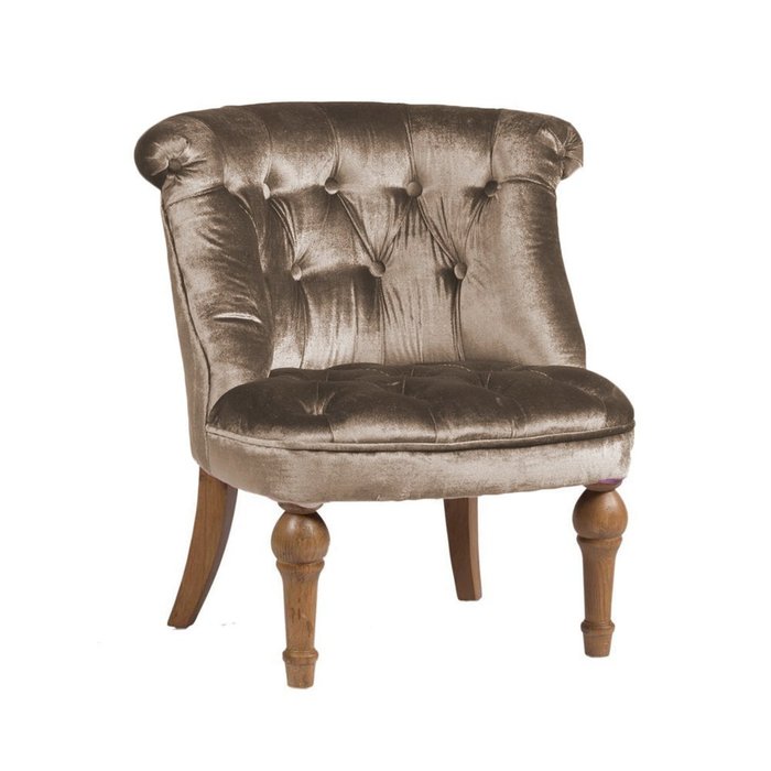 Кресло Sophie Tufted Slipper Chair Серо-Коричневый Микровелюр - купить Интерьерные кресла по цене 28000.0