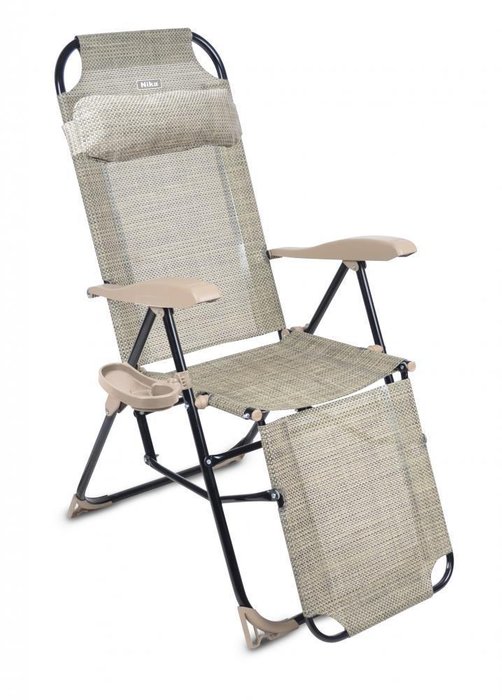 Кресло -шезлонг с полкой серого цвета