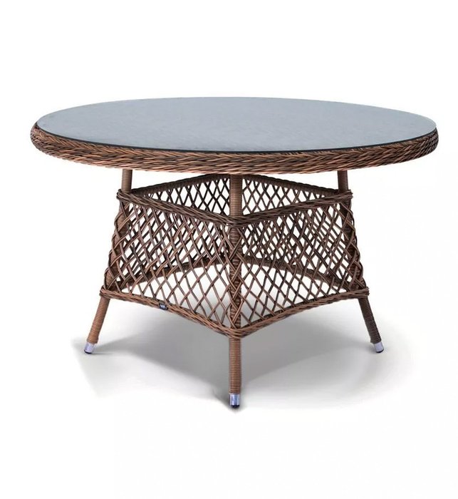 Плетенный стол Эспрессо D118 коричневого цвета