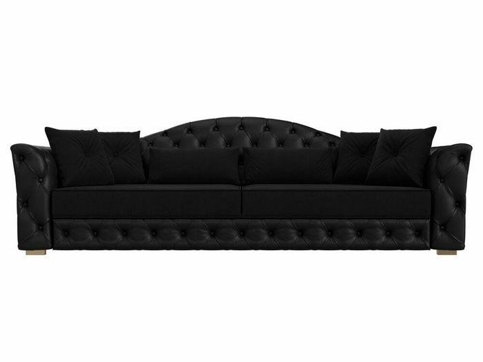 Прямой диван-кровать Артис черного цвета (экокожа/вельвет) - купить Прямые диваны по цене 69999.0