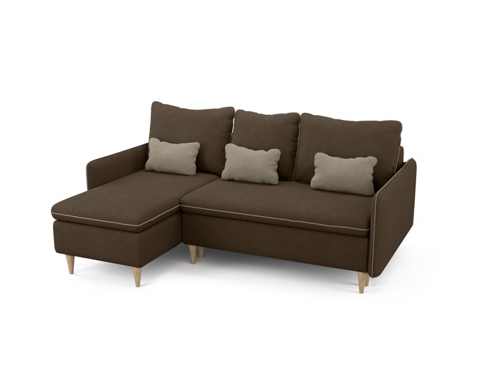 Угловой диван-кровать левый Ron темно-коричневого цвета - купить Угловые диваны по цене 68200.0