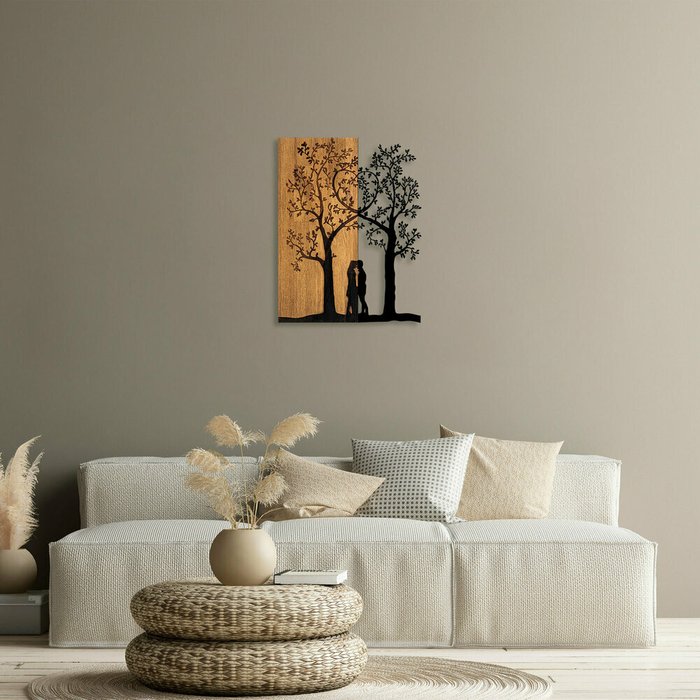 Настенный декор Деревья 45x58 коричнево-черного цвета - купить Декор стен по цене 15742.0
