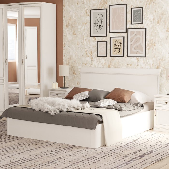Кровать Белладжио 160х200 белого цвета с подъемным механизмом - лучшие Кровати для спальни в INMYROOM