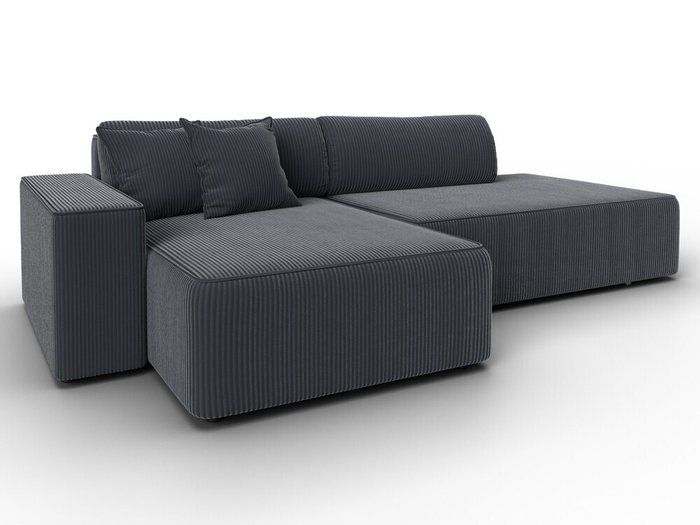 Угловой диван-кровать Лига-079 темно-серого цвета левый