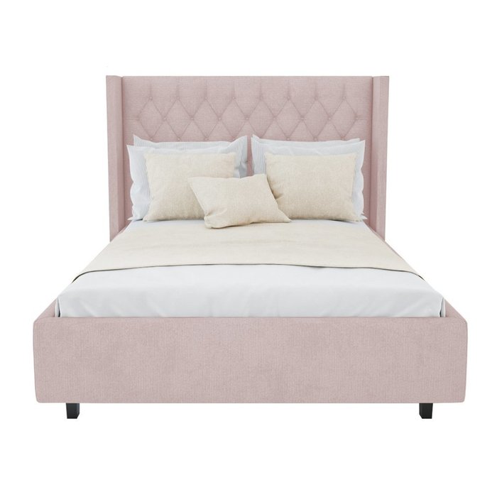 Кровать Wing-2 200x200 см Велюр Пыльная роза - лучшие Кровати для спальни в INMYROOM