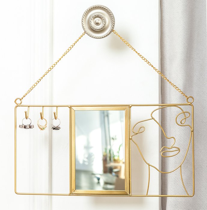 Держатель для ювелирных украшений с зеркалом золотого цвета - купить Аксессуары для спальни по цене 1427.0