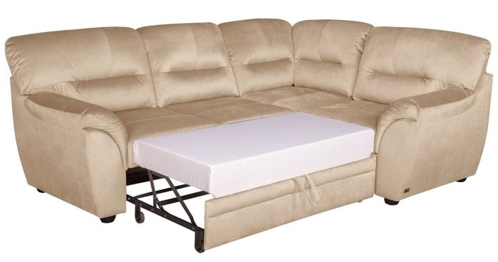 Угловой диван-кровать Атлантик с тумбой Tudor Caramel бежевого цвета - лучшие Угловые диваны в INMYROOM