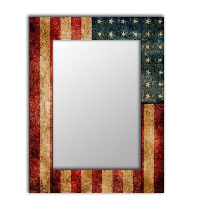Настенное зеркало Америка в раме из массива сосны 75х140