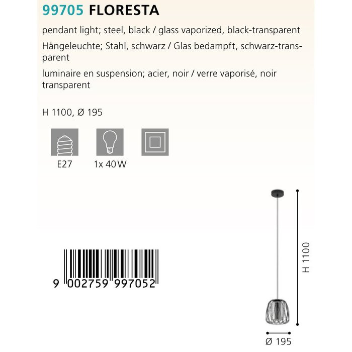 Подвесной светильник Floresta черно-серого цвета - лучшие Подвесные светильники в INMYROOM
