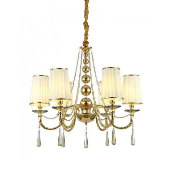 Подвесная люстра Fabione LDP 1200-6 F.GD (ткань, цвет кремовый) - купить Подвесные люстры по цене 9200.0 Подвесная люстра Fabione LDP 1200-6 F.GD (ткань, цвет кремовый) - купить Подвесные люстры по цене 9200.0
