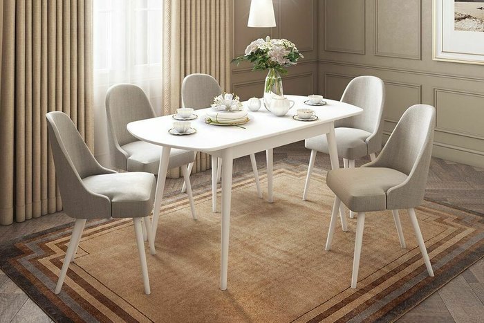 Раздвижной обеденный стол Сальса белого цвета - лучшие Обеденные столы в INMYROOM