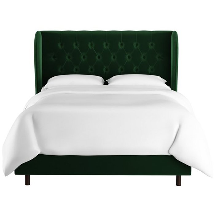 Кровать Reed Wingback Emerald Velvet зеленого цвета 160х200