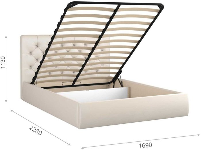 Кровать с подъемным механизмом Беатриче 160х200 бежевого цвета - купить Кровати для спальни по цене 37407.0