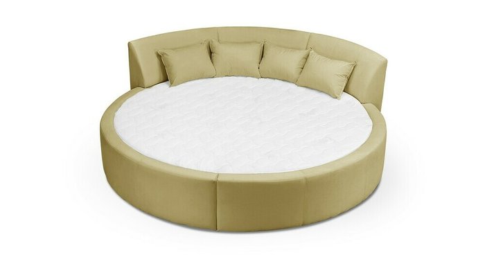 Кровать Индра 220х220 бежево-коричневого цвета без подъемного механизма - купить Кровати для спальни по цене 85100.0