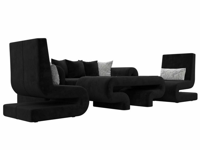 Набор мягкой мебели Волна 2 черного цвета - лучшие Комплекты мягкой мебели в INMYROOM