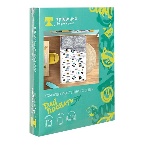КПБ 'ДайПоспать', 1,5 спальный с 2-мя наволочками 70х70, бязь, 100 % хлопок, пл. 125 гр./кв.м., 'Супергерои (белый)' - лучшие Комплекты постельного белья в INMYROOM
