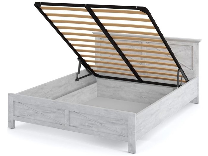 Кровать с подъемным механизмом Лорена 160х200 серо-белого цвета - лучшие Кровати для спальни в INMYROOM