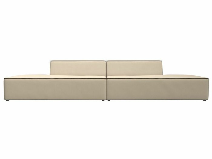 Прямой модульный диван Монс Лофт бежевого цвета с коричневым кантом (экокожа) - купить Прямые диваны по цене 54999.0