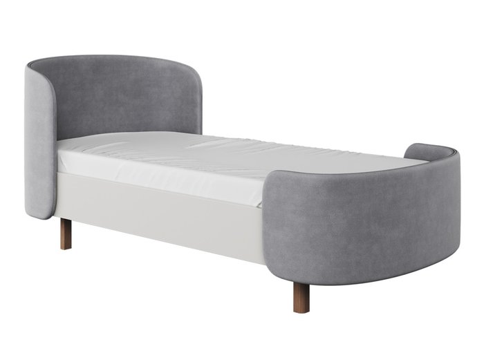 Кровать подростковая Kidi Soft 80х180 бело-серого цвета