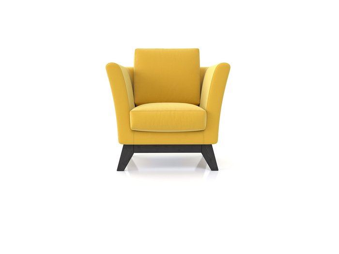 Кресло Дублин с ножками из массива сосны и обивкой из желтого велюра