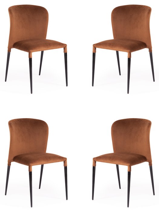 Комплект из четырех стульев Alvor коричневого цвета