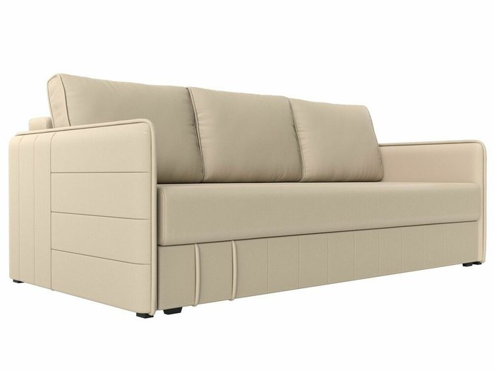 Прямой диван-кровать Слим бежевого цвета (экокожа) с пружинным блоком