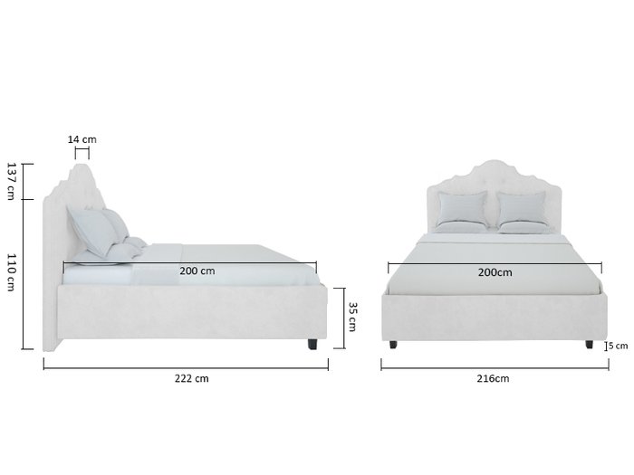 Кровать Palace Велюр Молочный 200x200 - купить Кровати для спальни по цене 102000.0