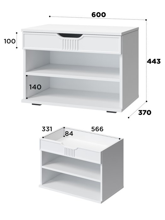 Тумба для обуви Эмилия ЭЛ-44 белого цвета - лучшие Тумбы для обуви высокие в INMYROOM