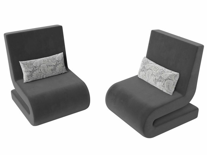 Набор из двух кресел Волна серого цвета - лучшие Комплекты мягкой мебели в INMYROOM