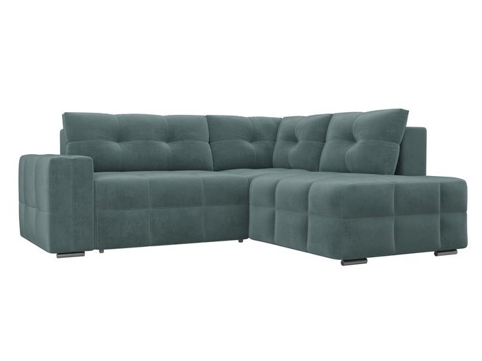 Угловой диван-кровать Леос бирюзового цвета