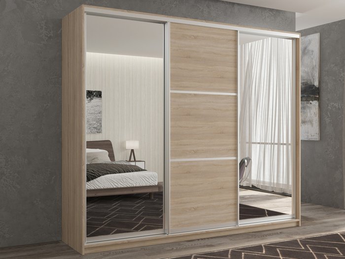 Шкаф-купе Кааппи-3 240 цвета Дуб сонома  - купить Шкафы-купе по цене 47190.0