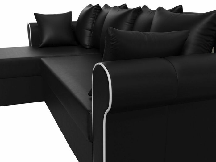 Угловой диван-кровать Рейн черного цвета (экокожа) левый угол - лучшие Угловые диваны в INMYROOM