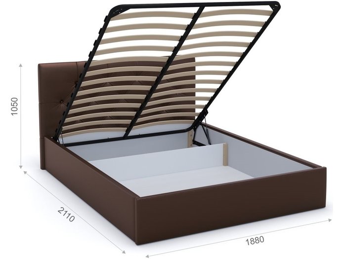 Кровать с подъемным механизмом Женева 180х200 коричневого цвета - купить Кровати для спальни по цене 39698.0