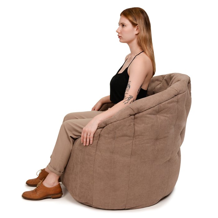 Кресло пенек Австралия бежево-коричневого цвета - лучшие Бескаркасная мебель в INMYROOM