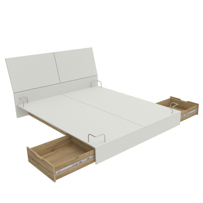 Кровать Лада 160х200 светло-серого цвета с ящиками и подсветкой - купить Кровати для спальни по цене 35650 Кровать Лада 160х200 светло-серого цвета с ящиками и подсветкой - купить Кровати для спальни по цене 35650